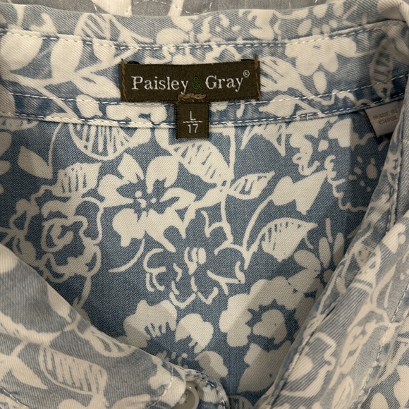 Paisley & Gray Flower Pattern Denim Shirt - Large - Picture 4 of 4